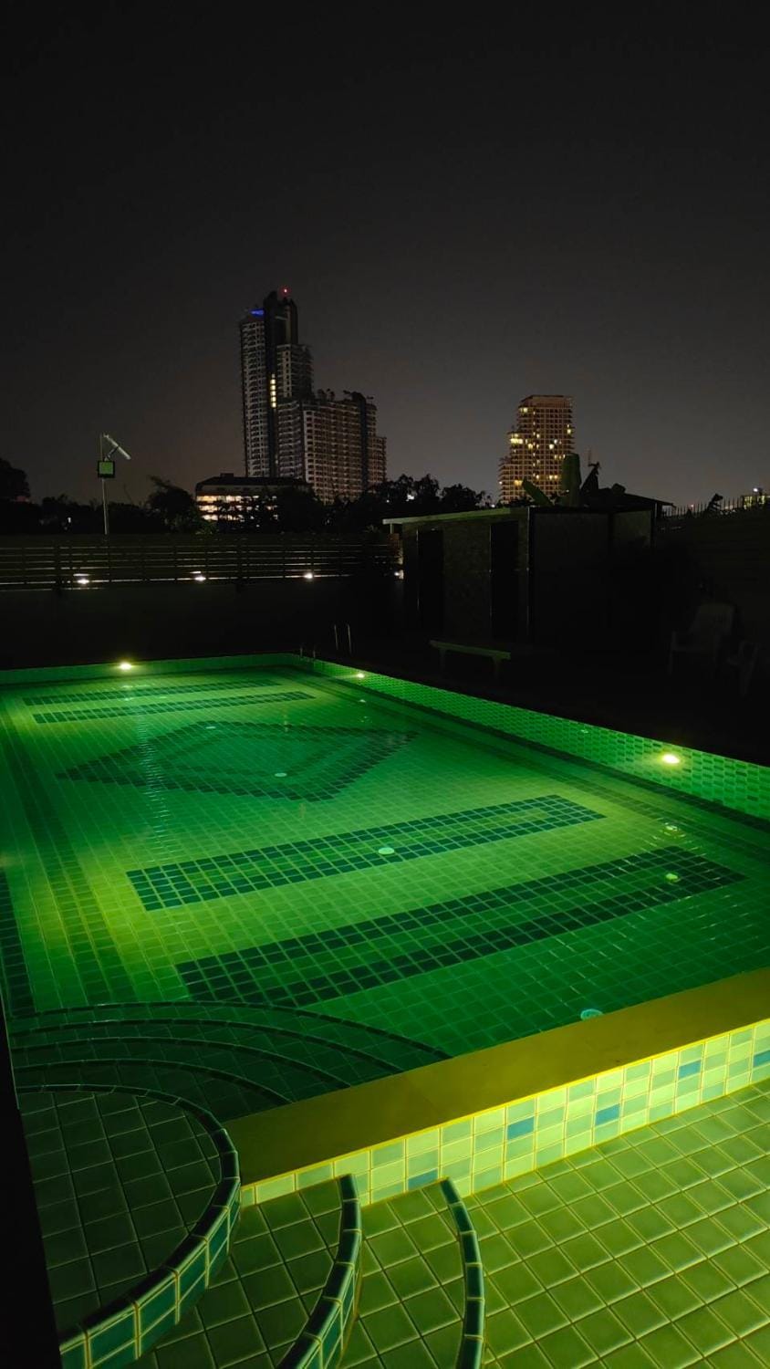 Night, Neighbourhood, Pool view, Swimming pool