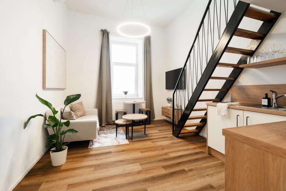 Kitchen or kitchenette, Living room, Seating area