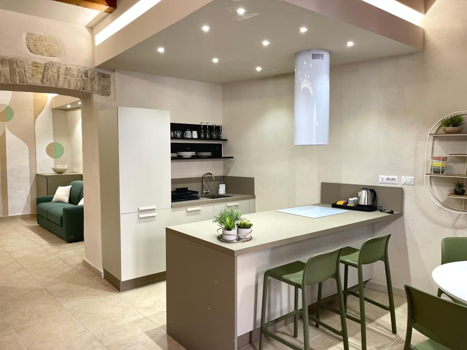 Kitchen or kitchenette, stove