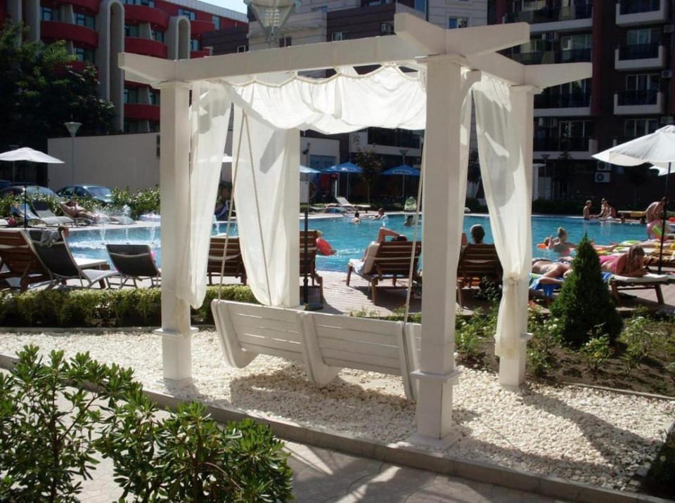 Patio, Pool view, Swimming pool, sunbed