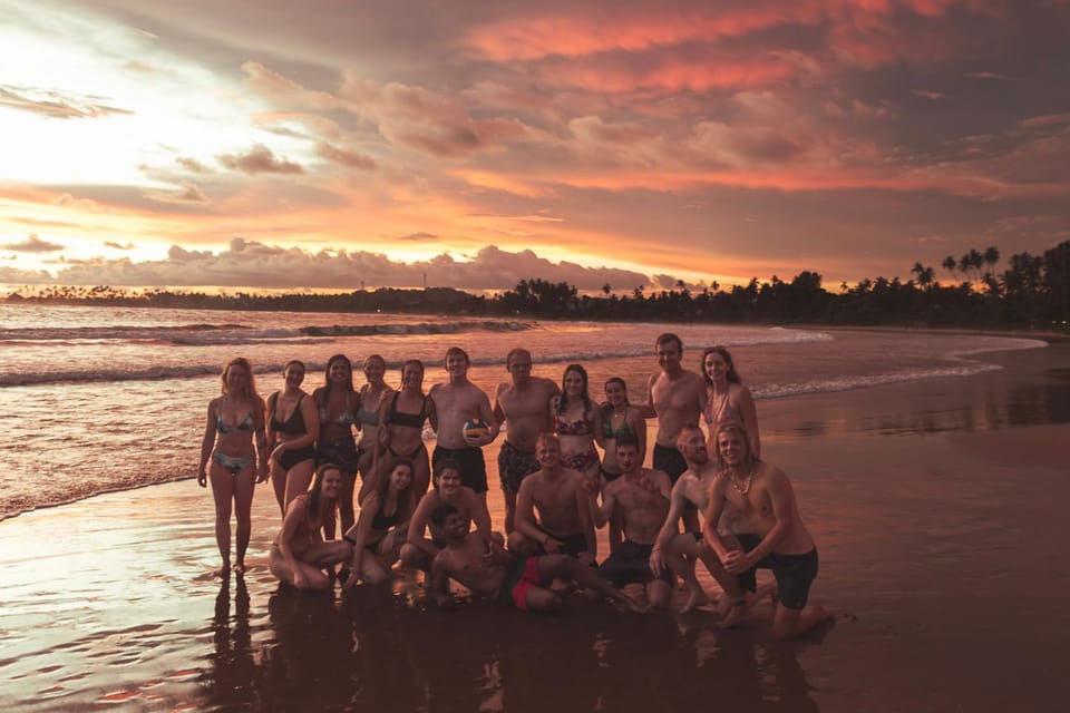 Beach, group of guests