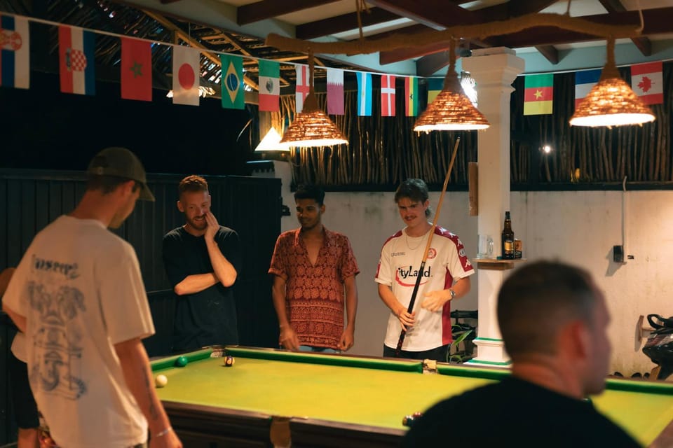 Billiard, group of guests