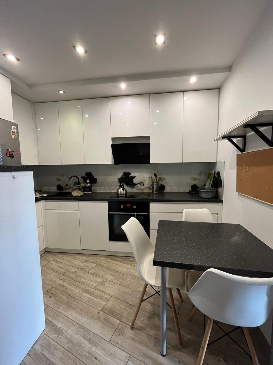 Kitchen or kitchenette, stove