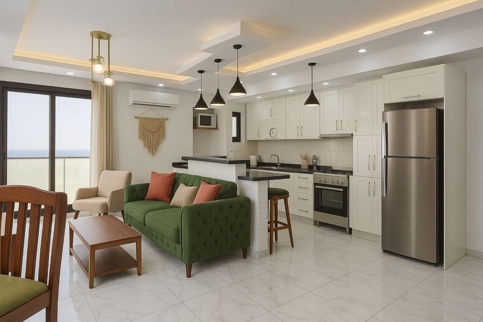 Living room, kitchen