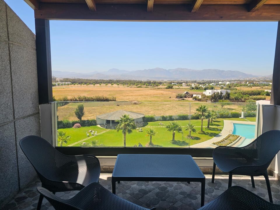 Balcony/Terrace, Living room, Seating area, Mountain view, Pool view, Swimming pool