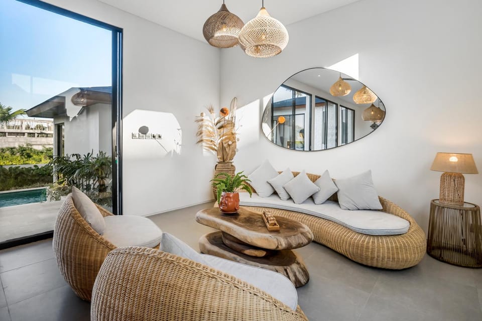 Property building, Living room, Seating area, Pool view