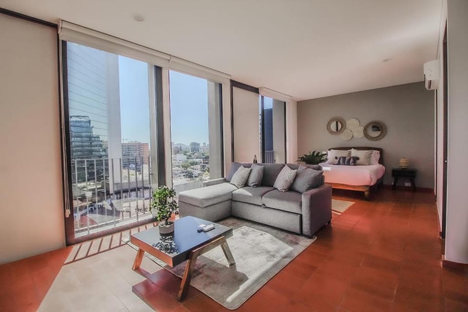 Bed, View (from property/room), Balcony/Terrace, Living room, Photo of the whole room, Seating area, Bedroom