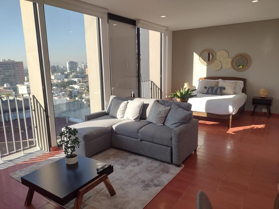 Bed, View (from property/room), Balcony/Terrace, Living room, Photo of the whole room, Bedroom