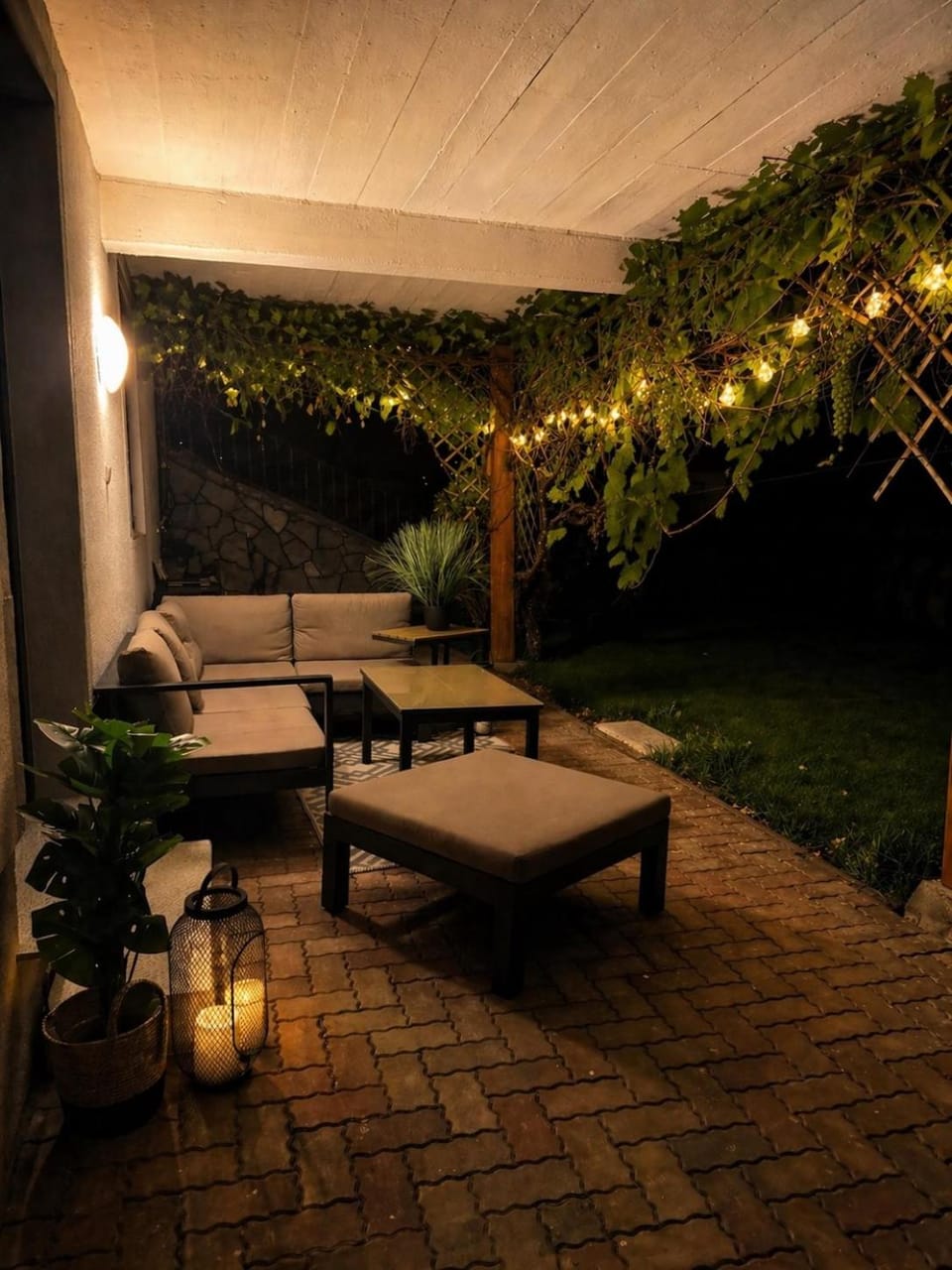 Night, Garden, Seating area