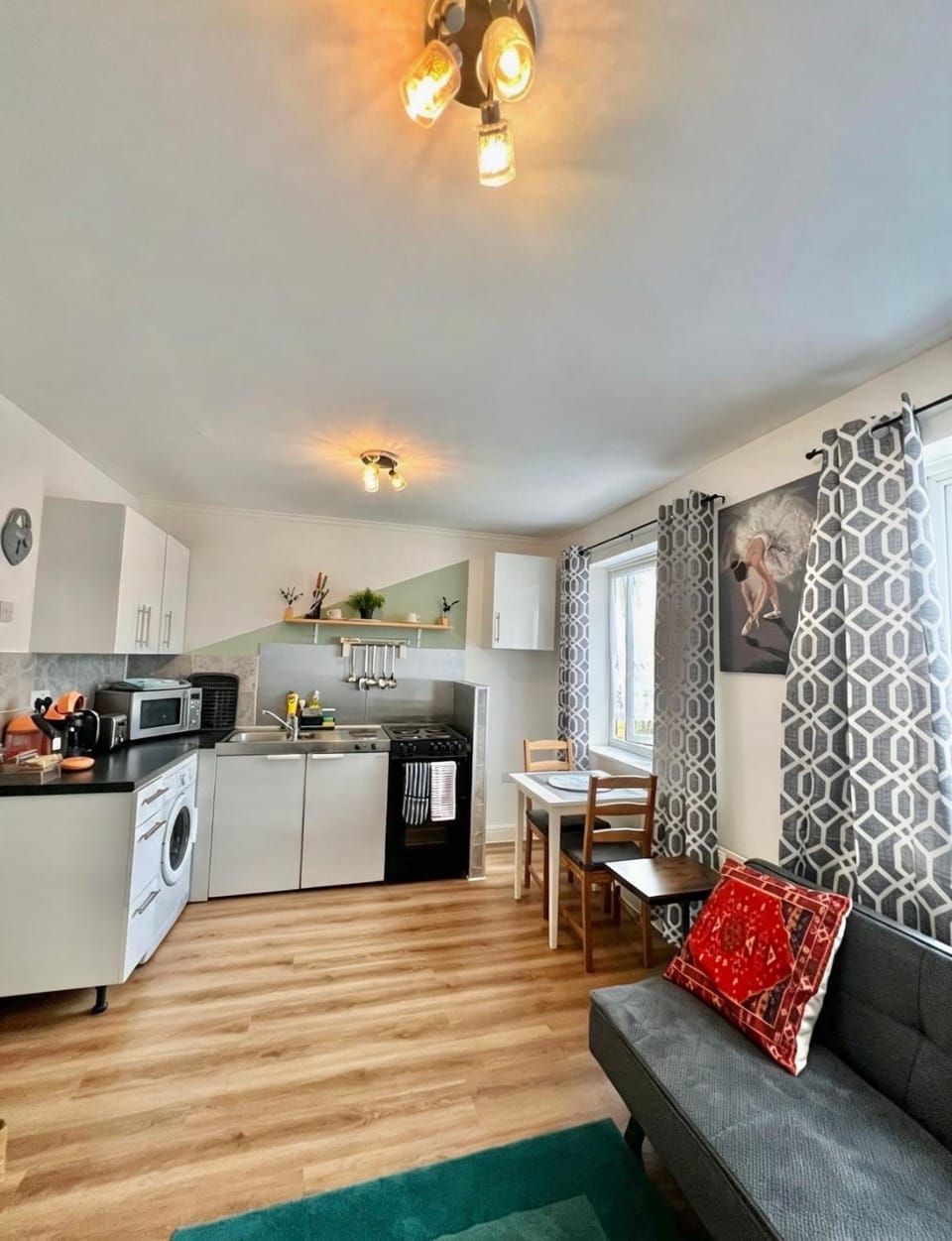 Living room, kitchen