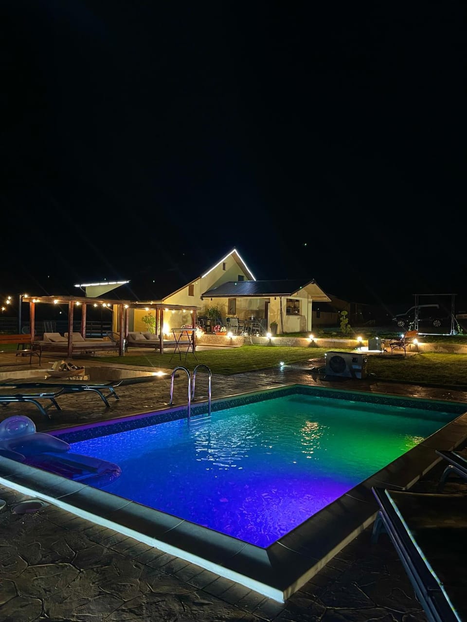 Night, Pool view, Swimming pool