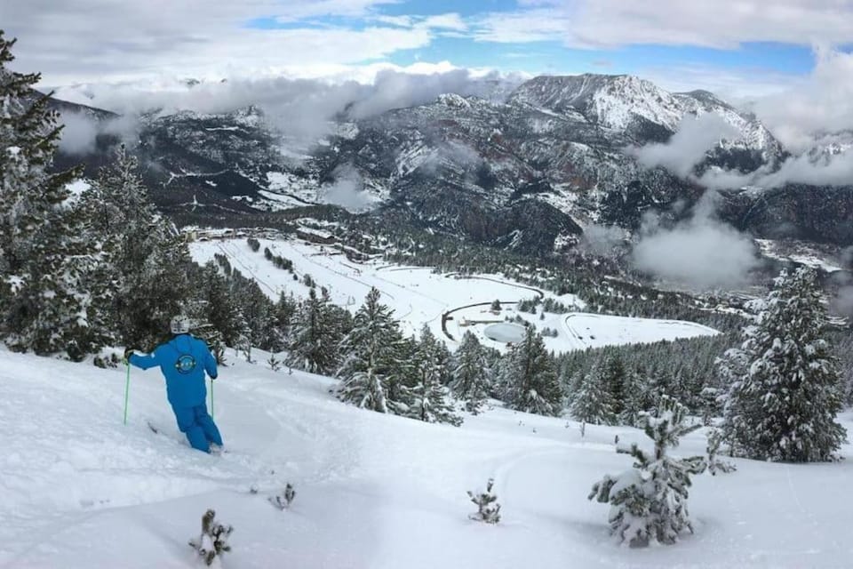 Natural landscape, Winter, Skiing, Skiing, Mountain view