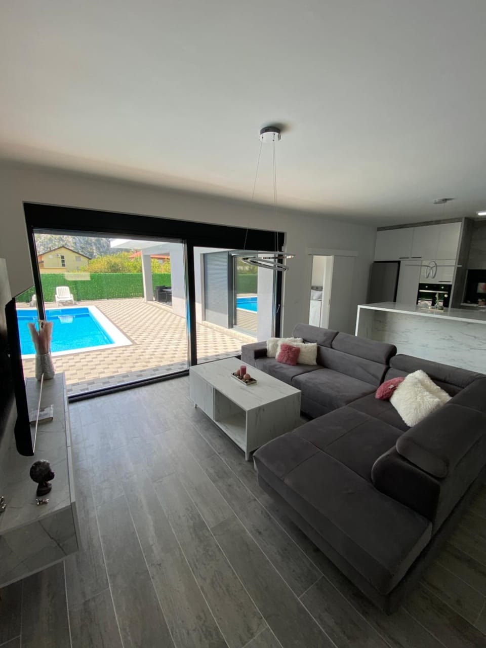 Living room, Seating area, Pool view, Swimming pool, sunbed
