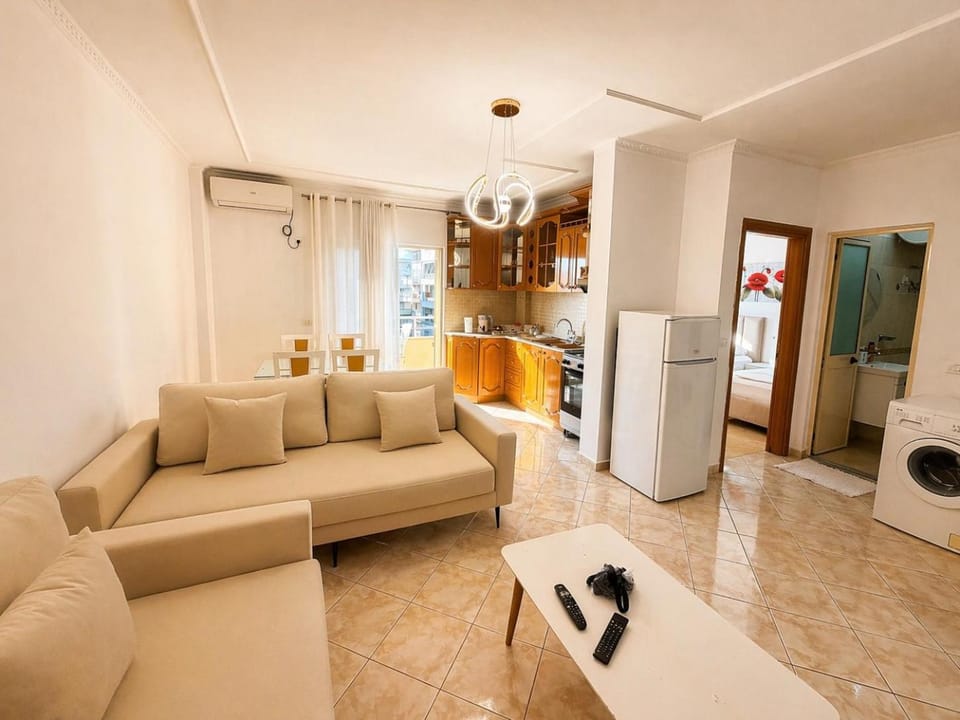 Kitchen or kitchenette, Living room, Seating area, oven, washing machine, air conditioner