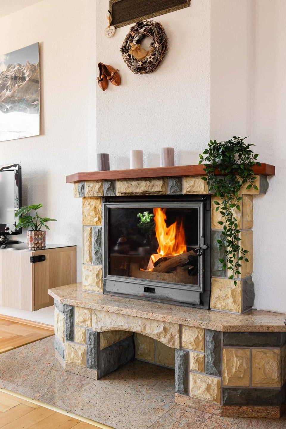 Living room, fireplace