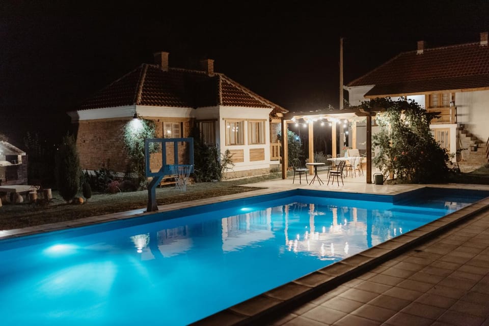 Night, Pool view, Swimming pool