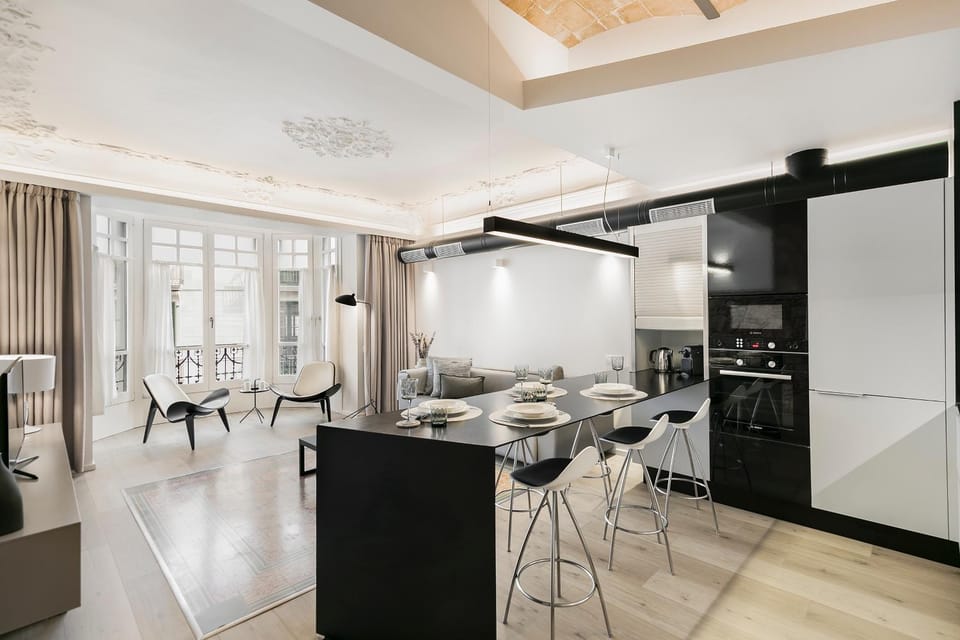 Kitchen or kitchenette, stove, kitchen