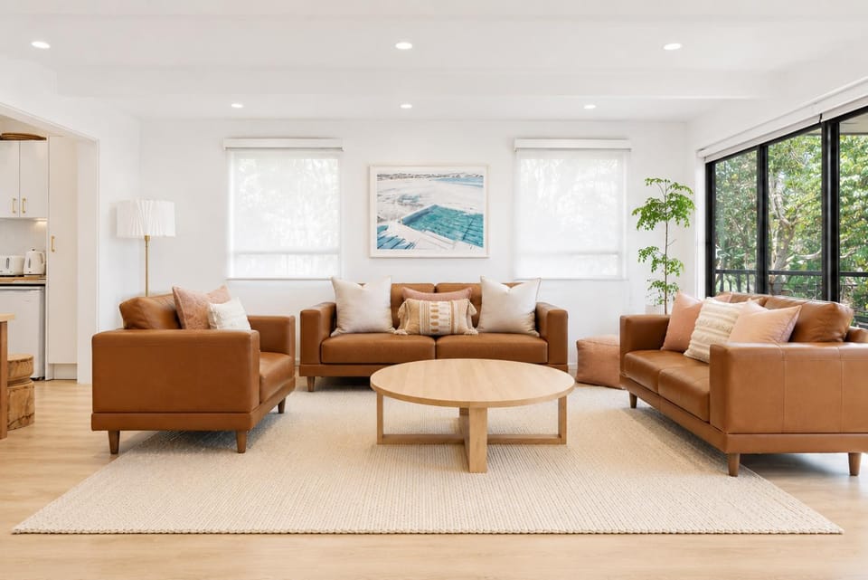 Living room, Seating area, Garden view