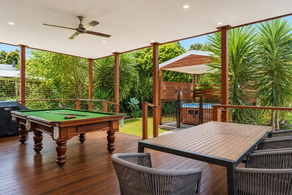 Patio, Billiard, Garden, Dining area, Pool view