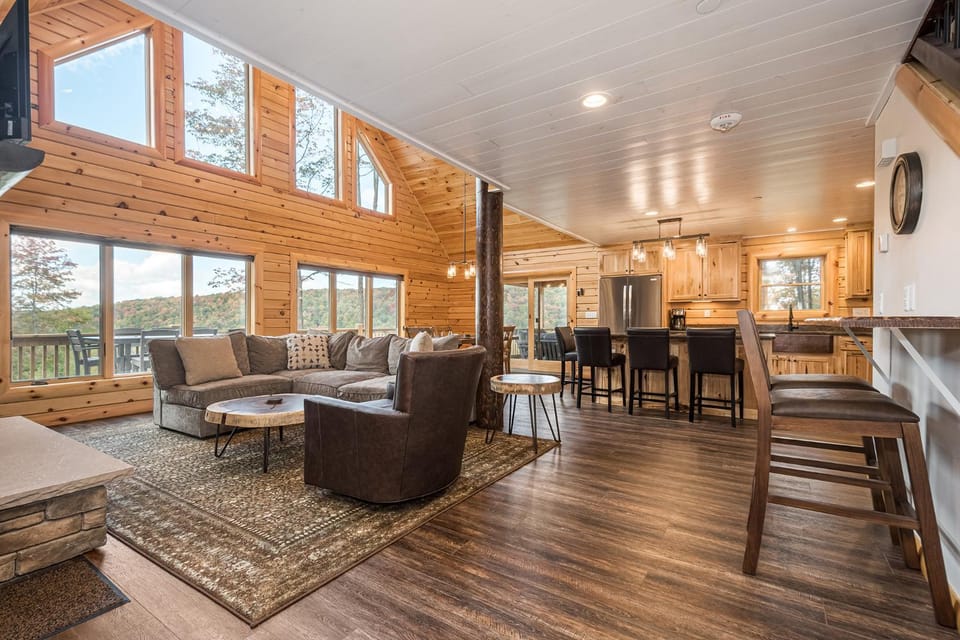 Kitchen or kitchenette, Living room, Seating area, Dining area, Garden view, Mountain view, furniture, kitchen