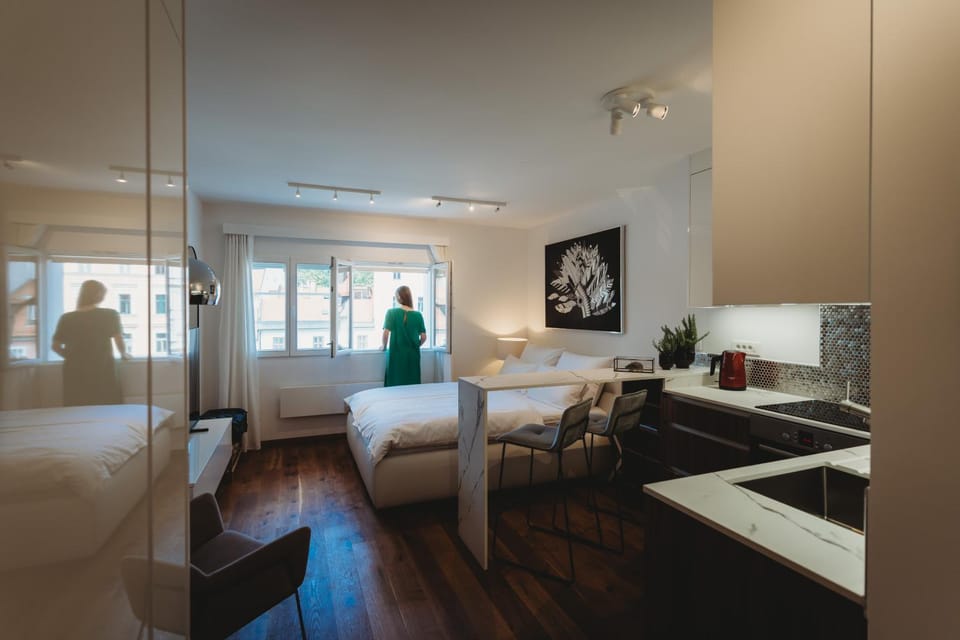 Bed, Kitchen or kitchenette, Living room, Photo of the whole room, Seating area, Dining area, Bedroom