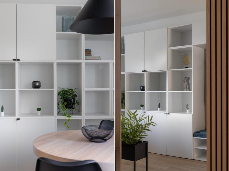 Kitchen or kitchenette, hair dresser, wardrobe