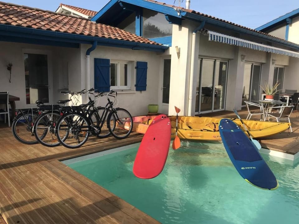 Property building, Living room, Swimming pool