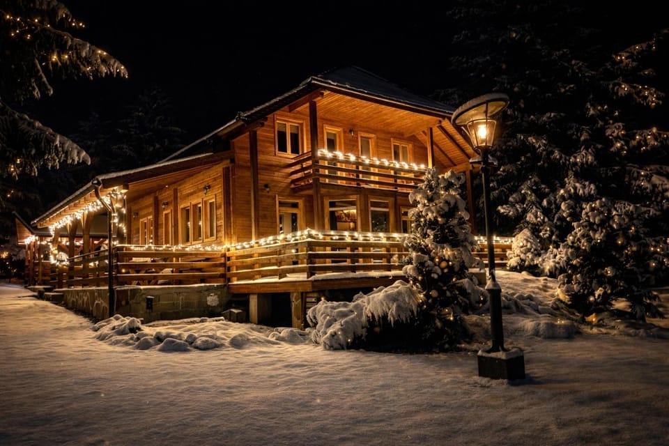 Property building, Night, Winter