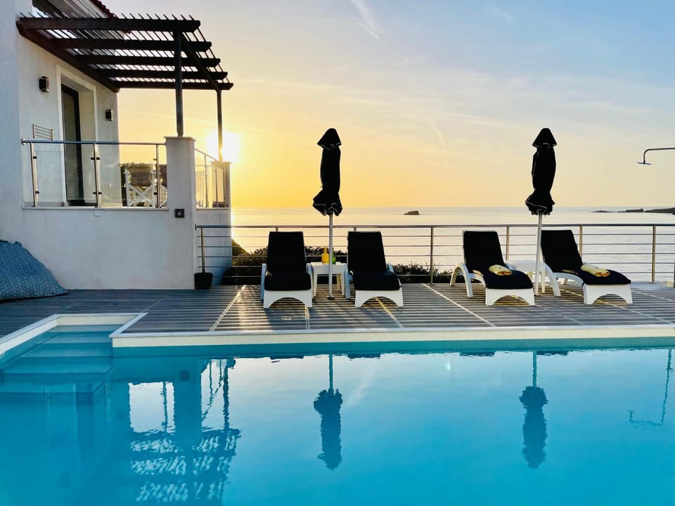 Pool view, Sea view, Swimming pool, Sunset, sunbed