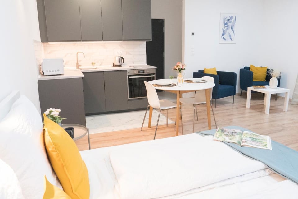Kitchen or kitchenette, Living room, Dining area