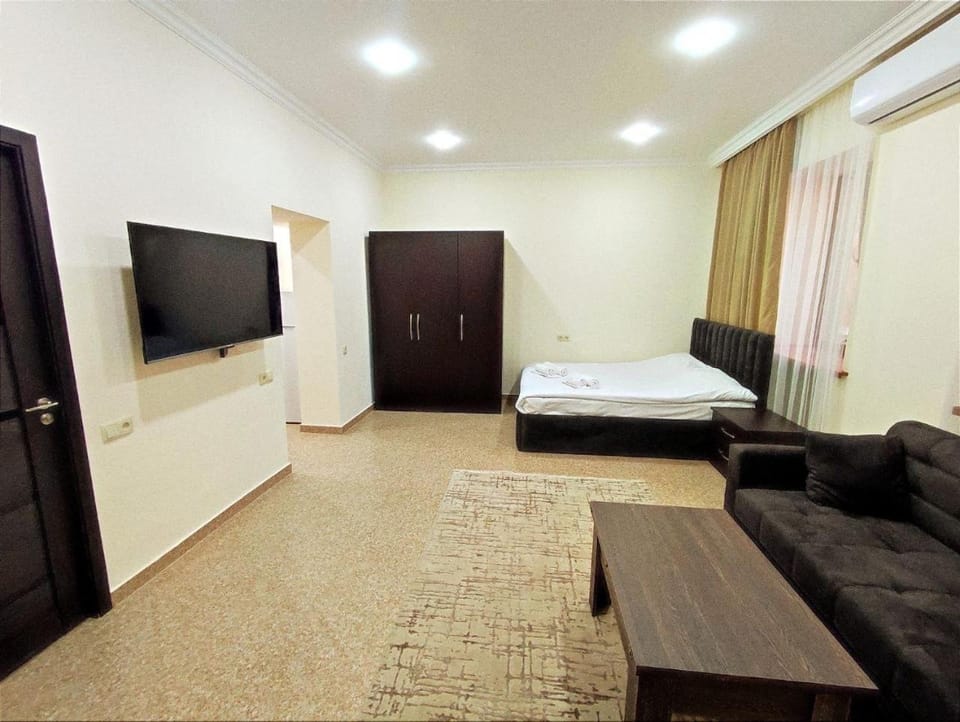 Communal lounge/ TV room, Bed, TV and multimedia, Living room, Photo of the whole room, Seating area, Bedroom, wardrobe