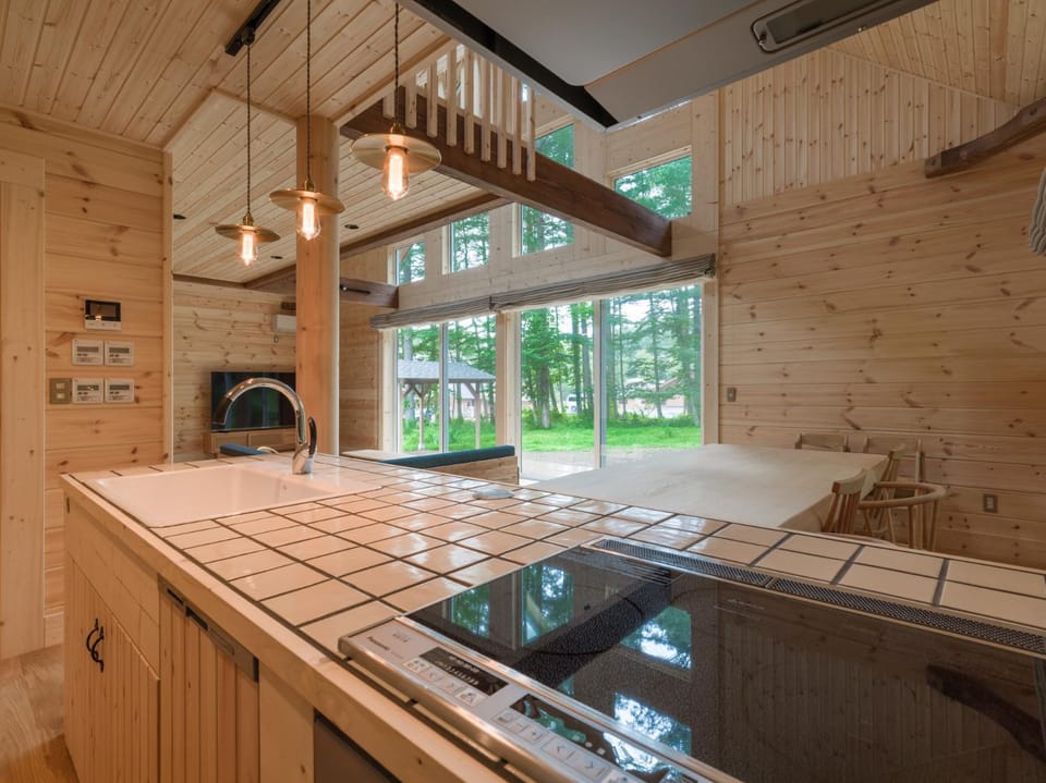 Kitchen or kitchenette, stove, kitchen
