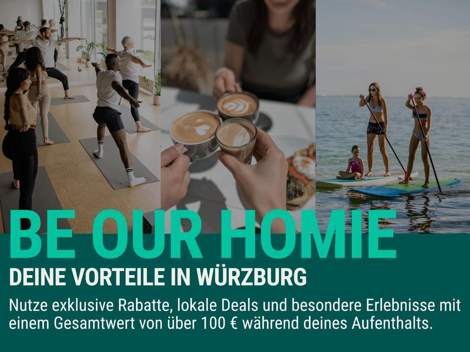 homie hotel fischzucht - Sauna, große Dachterrasse, 3 Schlafzimmer Apartment in Wurzburg