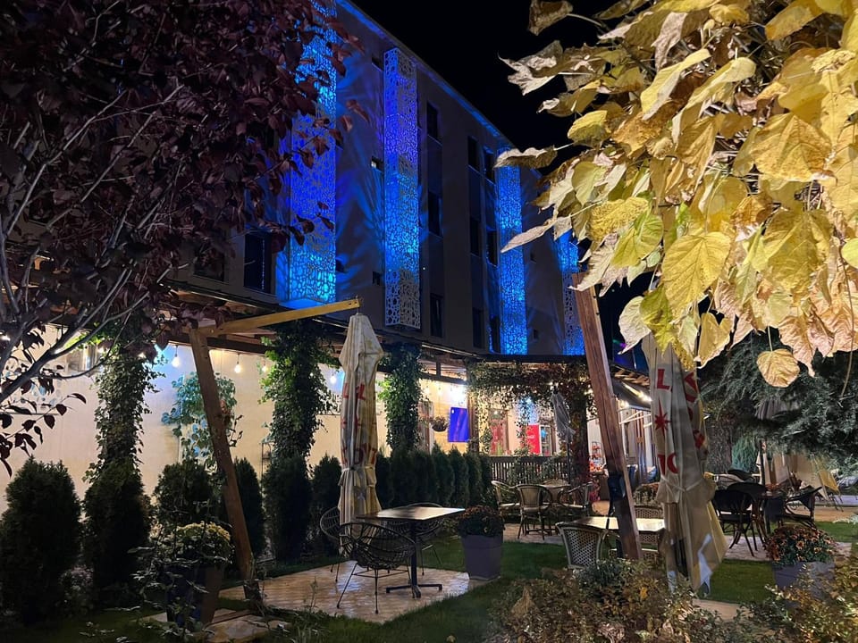 Property building, Night, Garden