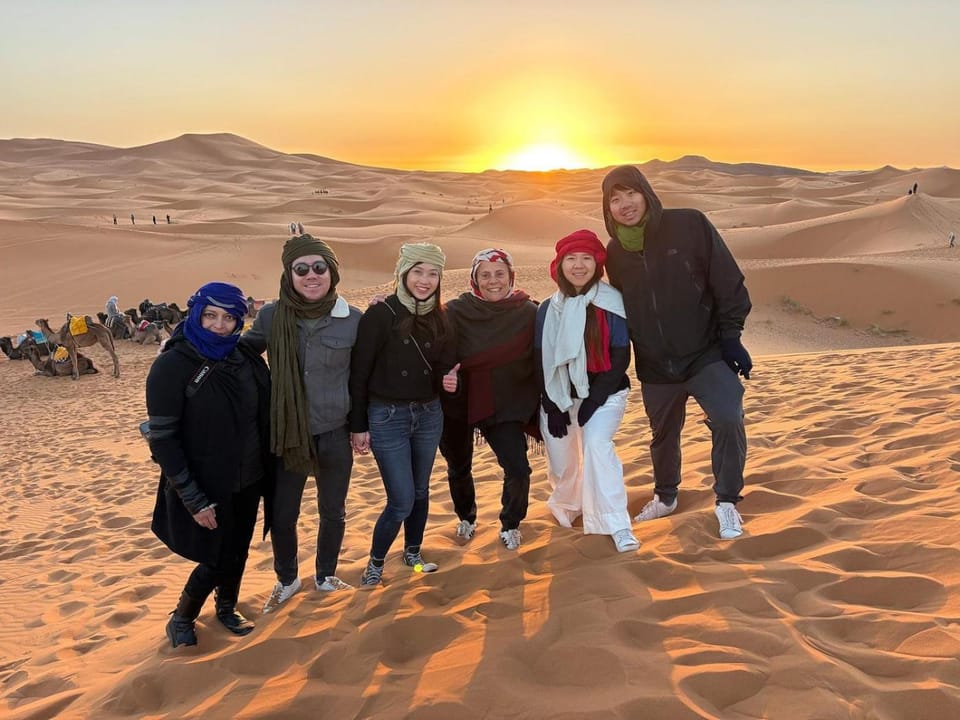 Sunset, group of guests