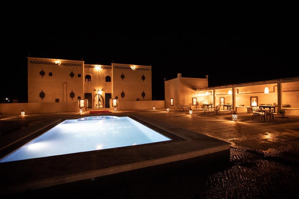 Property building, Night, Swimming pool