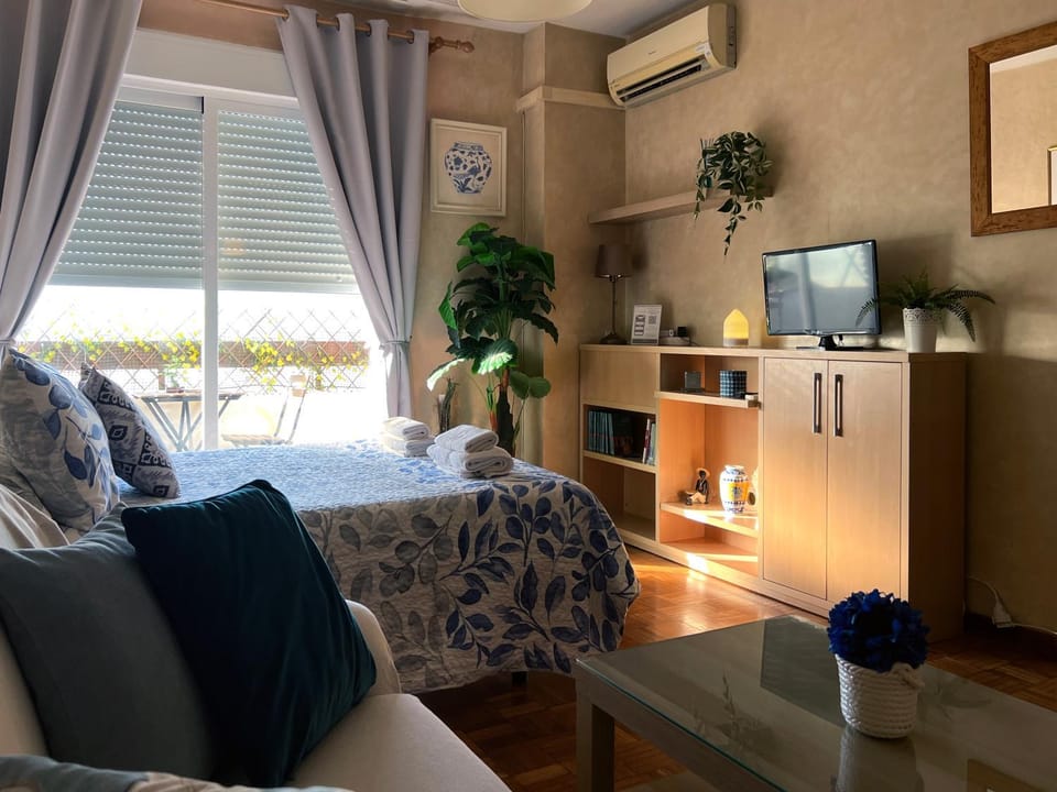 Bed, TV and multimedia, Living room, Photo of the whole room, Bedroom, air conditioner