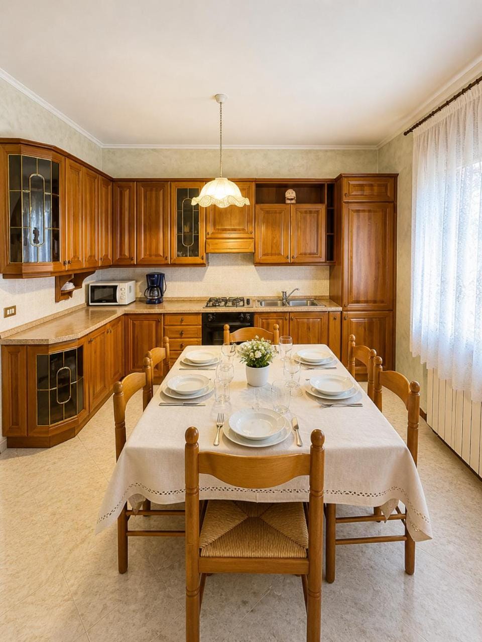 Kitchen or kitchenette, microwave