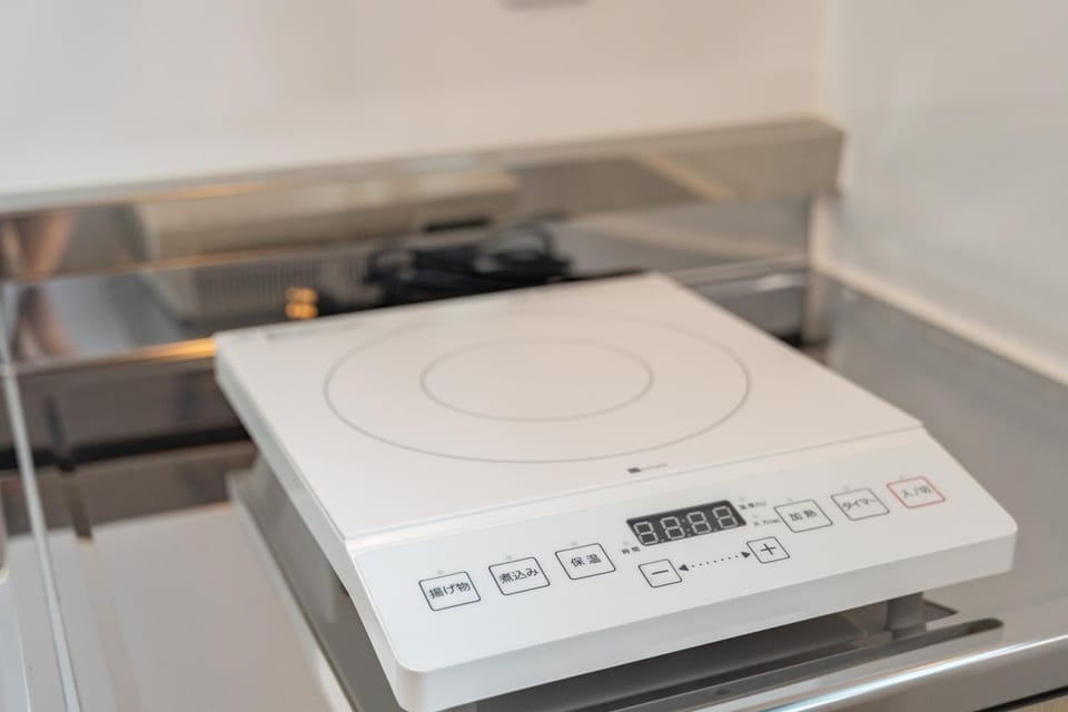 Kitchen or kitchenette, stove