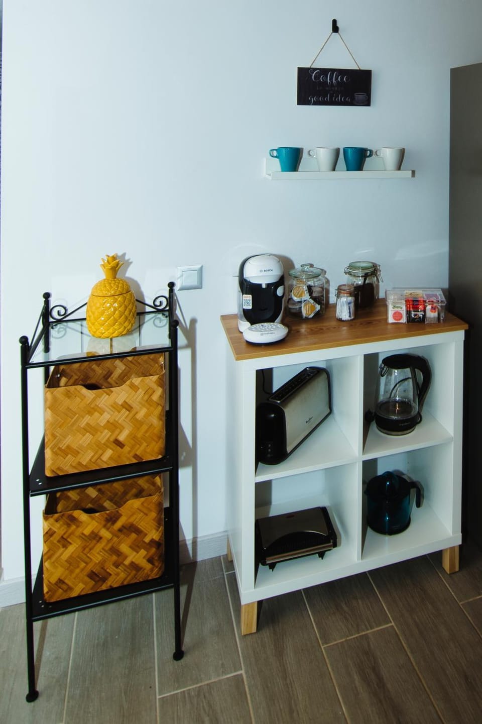 Kitchen or kitchenette, toaster