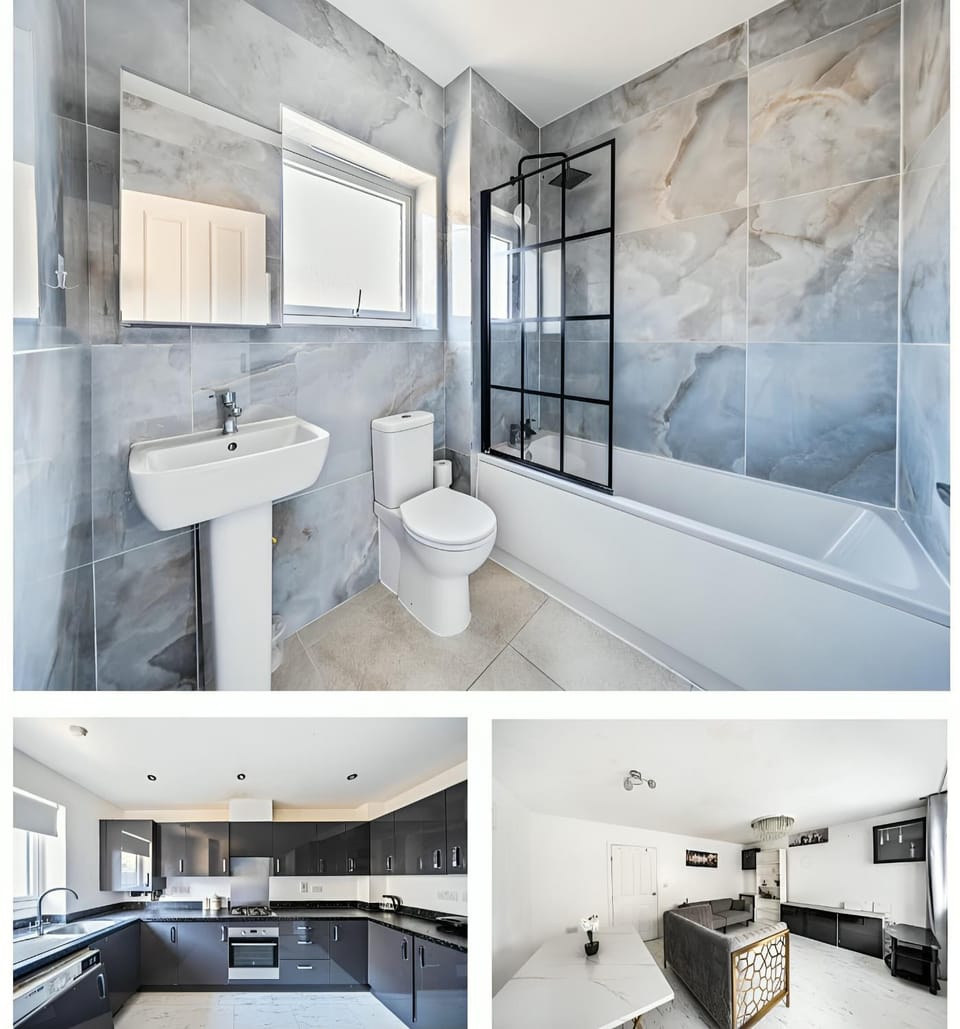 Bathroom, Living room, kitchen