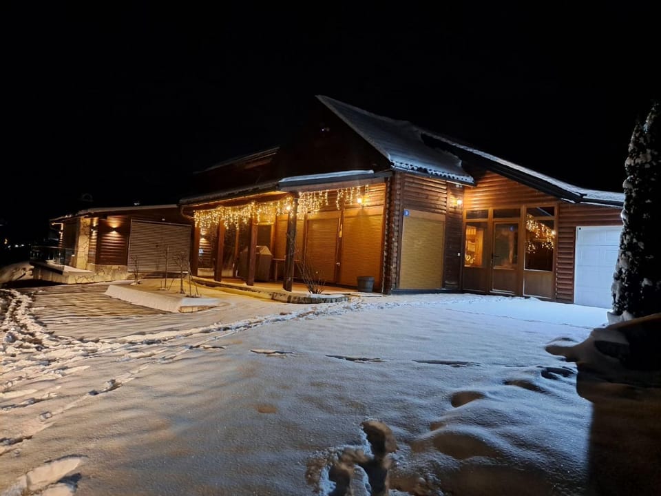 Property building, Night, Winter