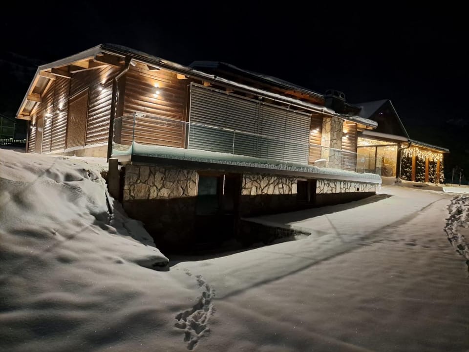 Property building, Night, Winter
