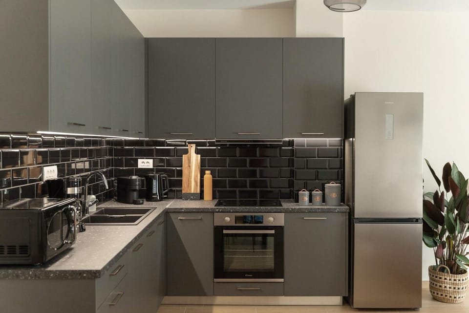 Kitchen or kitchenette, oven, stove, toaster