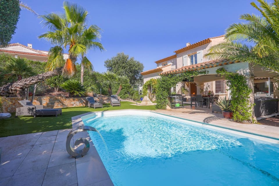 Property building, Living room, Swimming pool