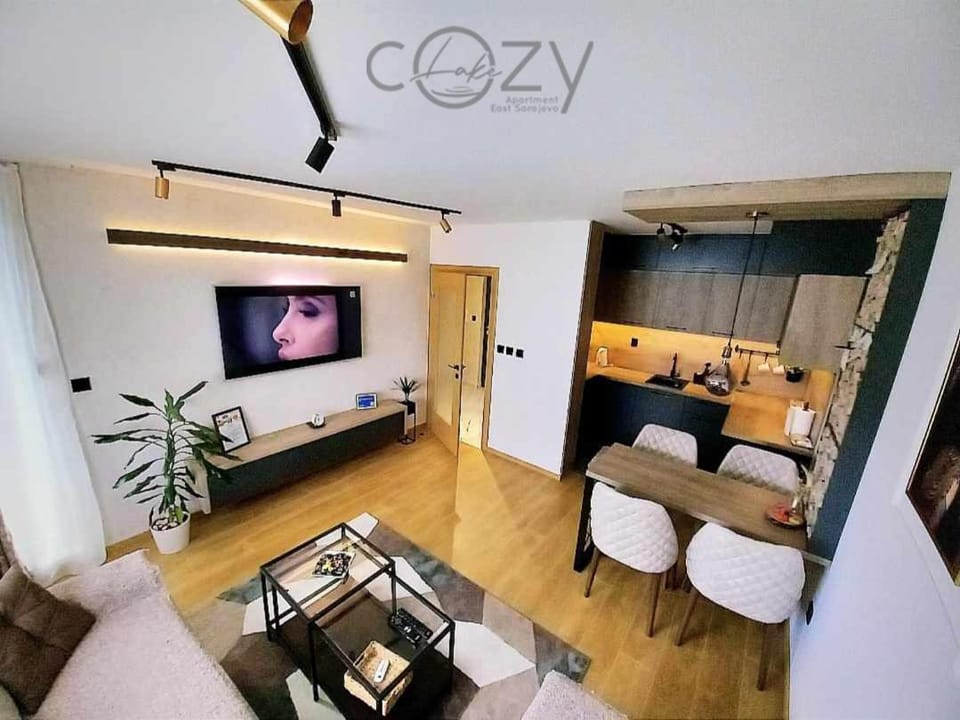 Kitchen or kitchenette, Living room, Seating area