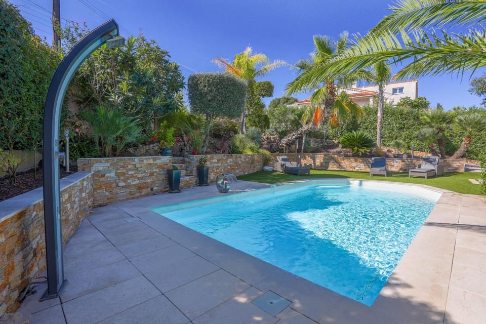 Property building, Living room, Swimming pool