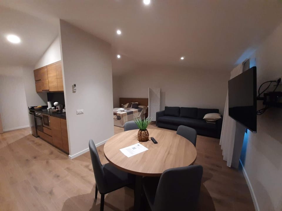 TV and multimedia, Kitchen or kitchenette, Living room, Seating area, Dining area