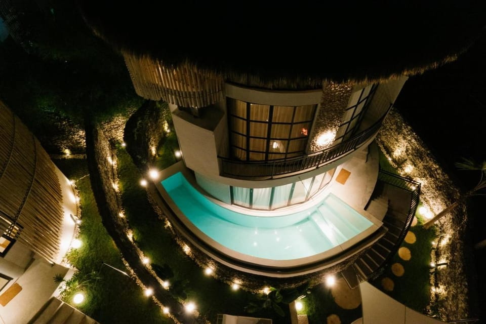 Property building, Night, Pool view, Swimming pool