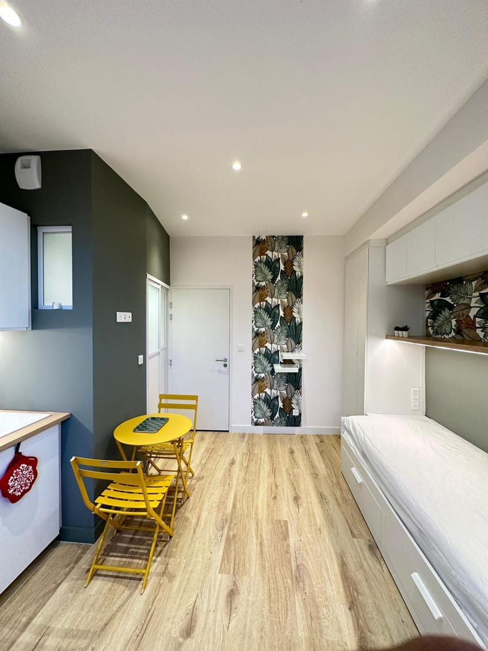 Bed, Kitchen or kitchenette, Living room, Photo of the whole room, Seating area, Bedroom